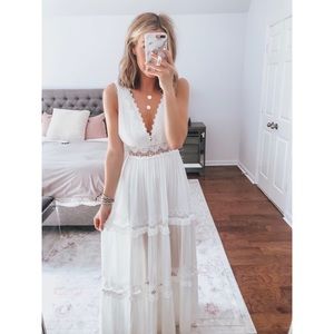 White Lace Trim Dress